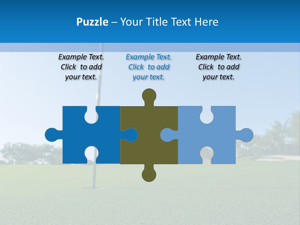 Golf Ball On Green At Ground Level Extreme Wide Angle (Focus On Ball) PowerPoint Template