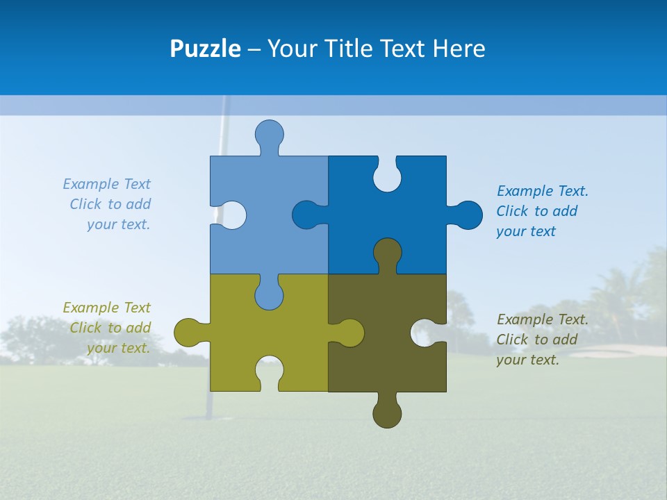 Golf Ball On Green At Ground Level Extreme Wide Angle (Focus On Ball) PowerPoint Template