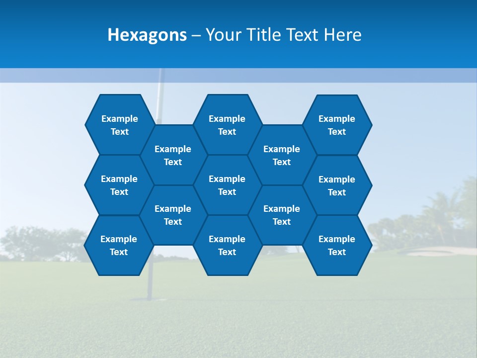 Golf Ball On Green At Ground Level Extreme Wide Angle (Focus On Ball) PowerPoint Template