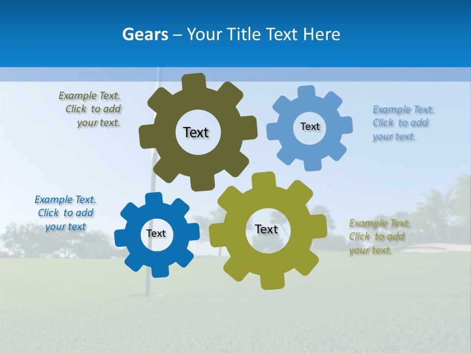 Golf Ball On Green At Ground Level Extreme Wide Angle (Focus On Ball) PowerPoint Template
