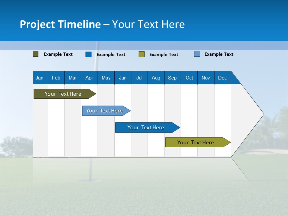 Golf Ball On Green At Ground Level Extreme Wide Angle (Focus On Ball) PowerPoint Template