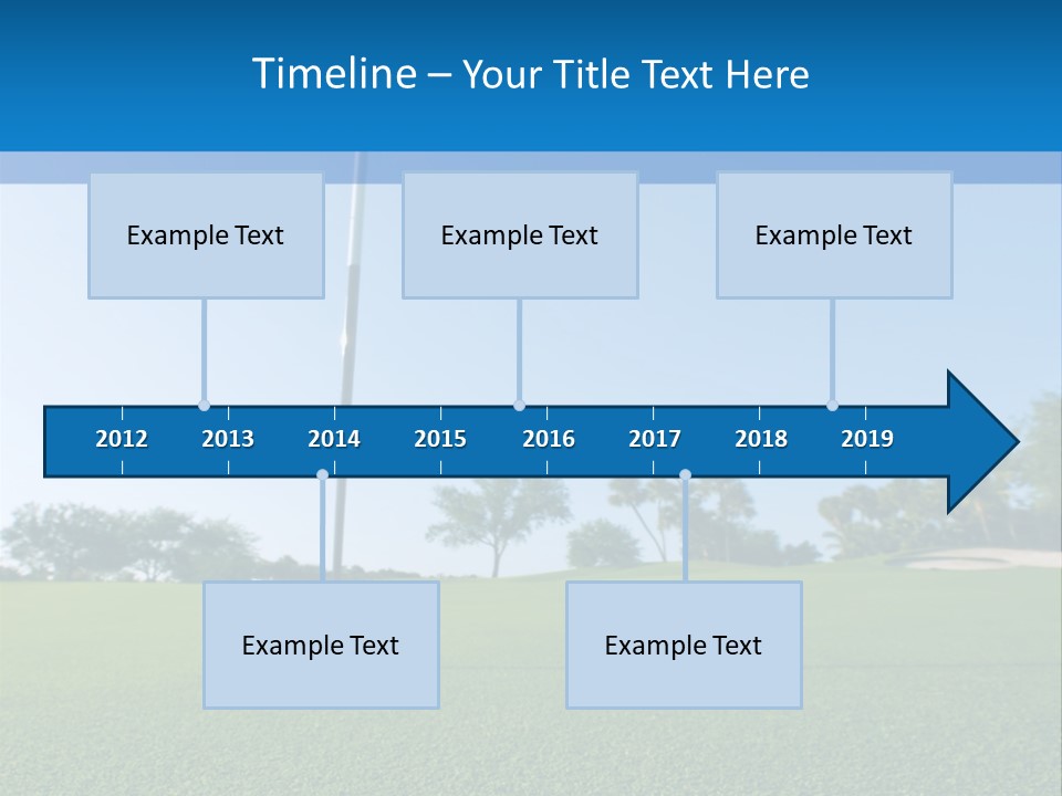 Golf Ball On Green At Ground Level Extreme Wide Angle (Focus On Ball) PowerPoint Template