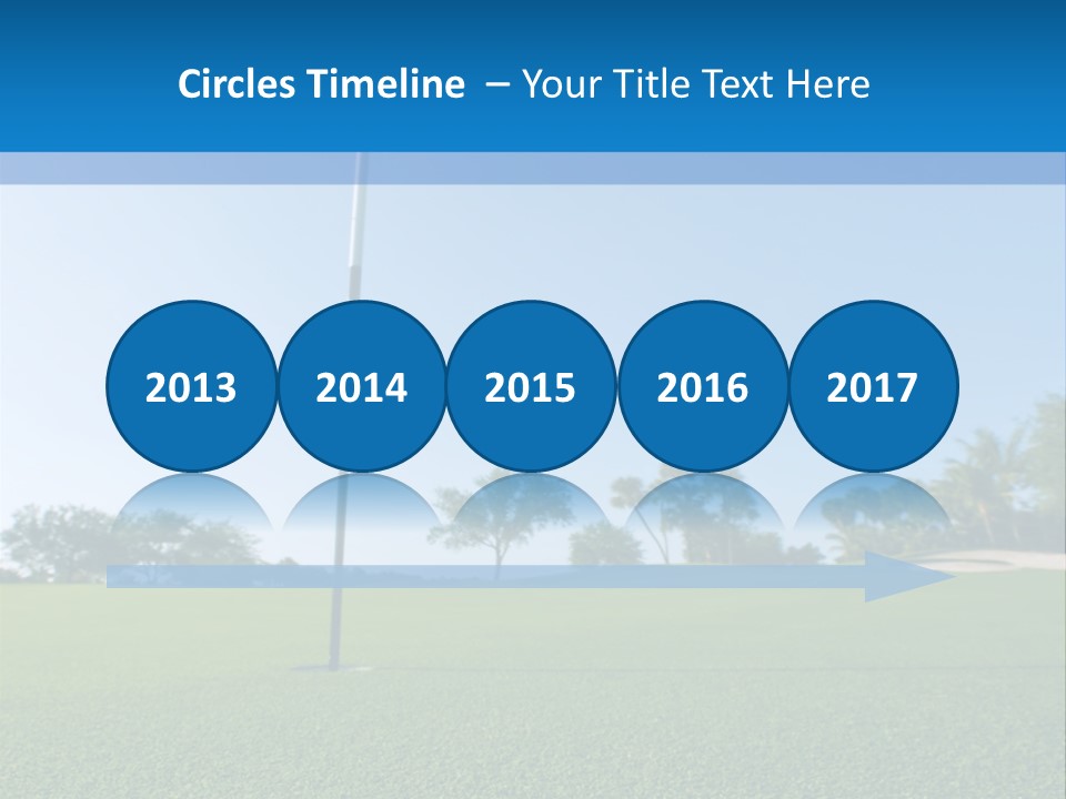 Golf Ball On Green At Ground Level Extreme Wide Angle (Focus On Ball) PowerPoint Template