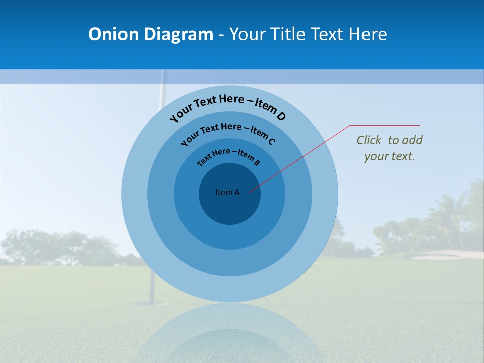 Golf Ball On Green At Ground Level Extreme Wide Angle (Focus On Ball) PowerPoint Template