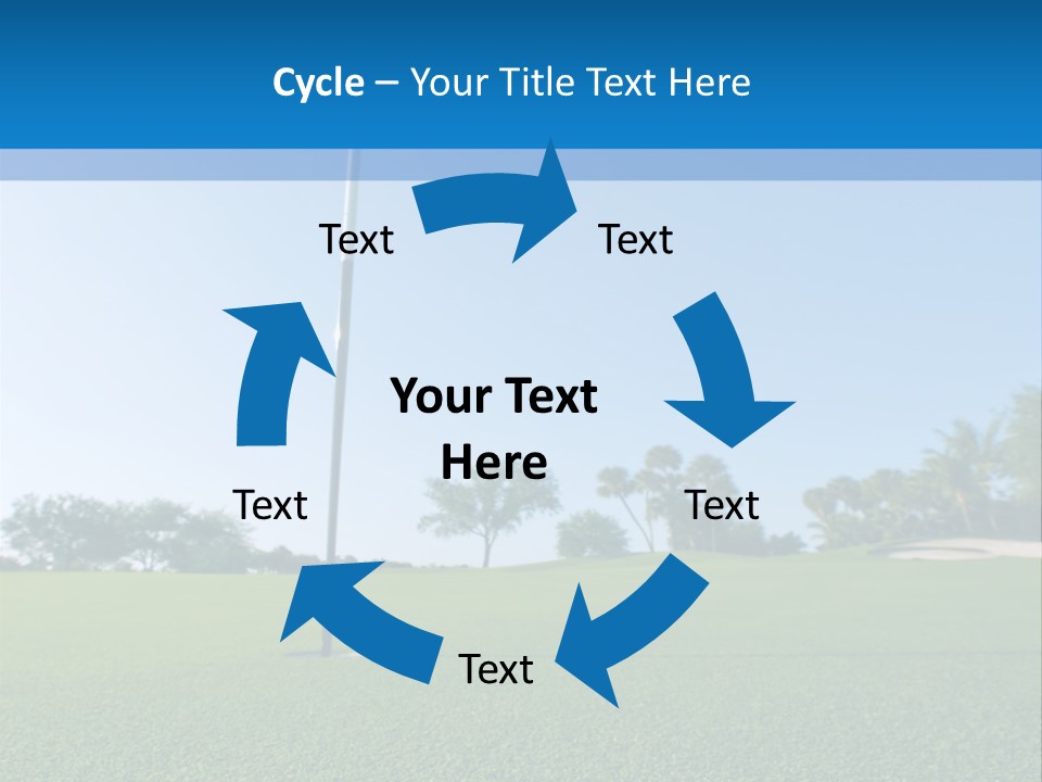 Golf Ball On Green At Ground Level Extreme Wide Angle (Focus On Ball) PowerPoint Template