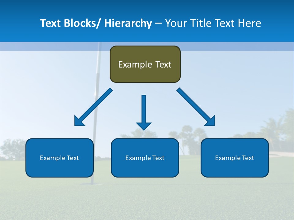 Golf Ball On Green At Ground Level Extreme Wide Angle (Focus On Ball) PowerPoint Template