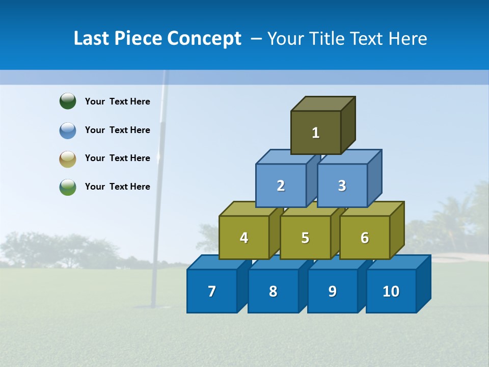 Golf Ball On Green At Ground Level Extreme Wide Angle (Focus On Ball) PowerPoint Template