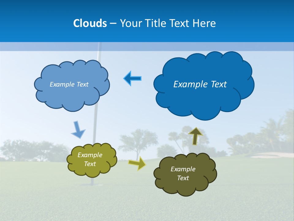 Golf Ball On Green At Ground Level Extreme Wide Angle (Focus On Ball) PowerPoint Template