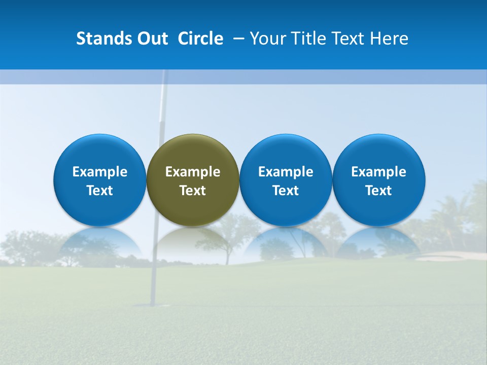 Golf Ball On Green At Ground Level Extreme Wide Angle (Focus On Ball) PowerPoint Template