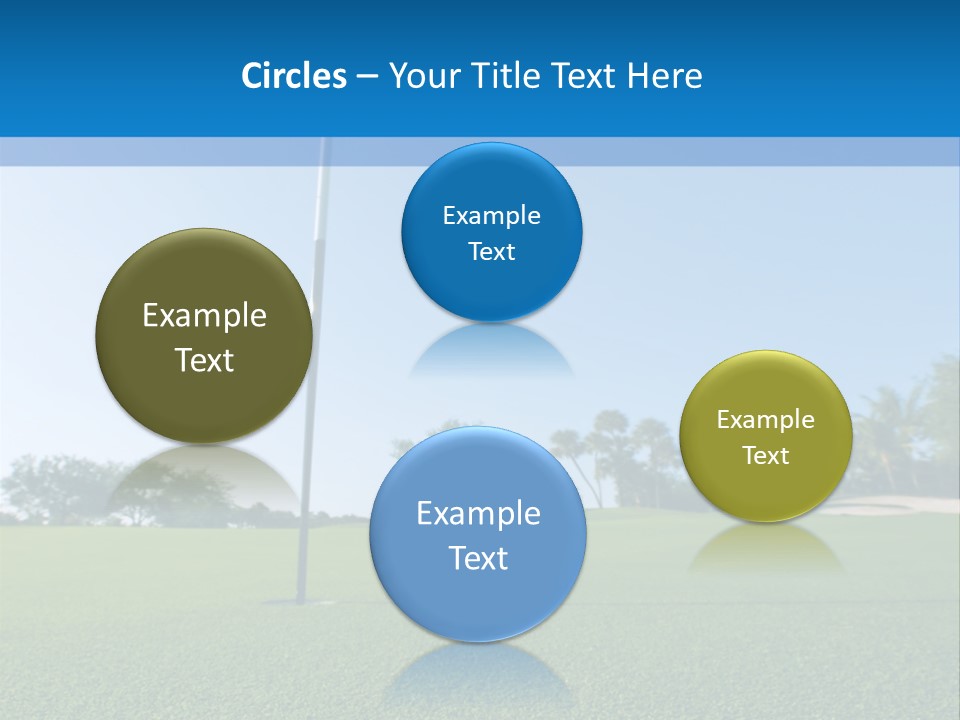 Golf Ball On Green At Ground Level Extreme Wide Angle (Focus On Ball) PowerPoint Template