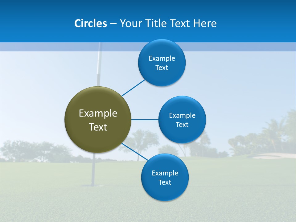 Golf Ball On Green At Ground Level Extreme Wide Angle (Focus On Ball) PowerPoint Template