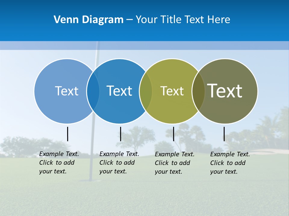 Golf Ball On Green At Ground Level Extreme Wide Angle (Focus On Ball) PowerPoint Template