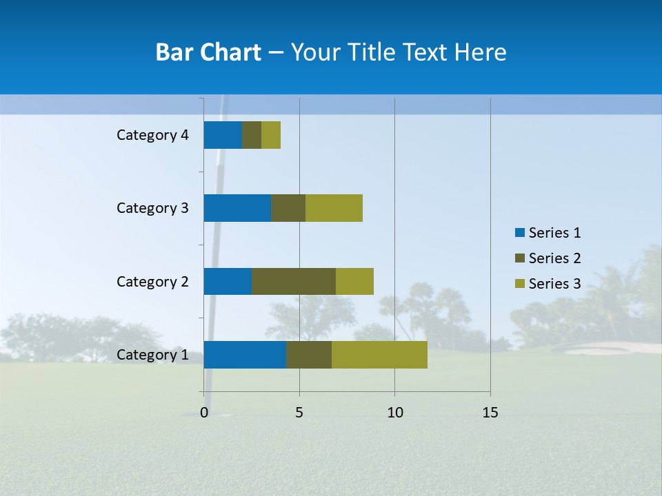 Golf Ball On Green At Ground Level Extreme Wide Angle (Focus On Ball) PowerPoint Template