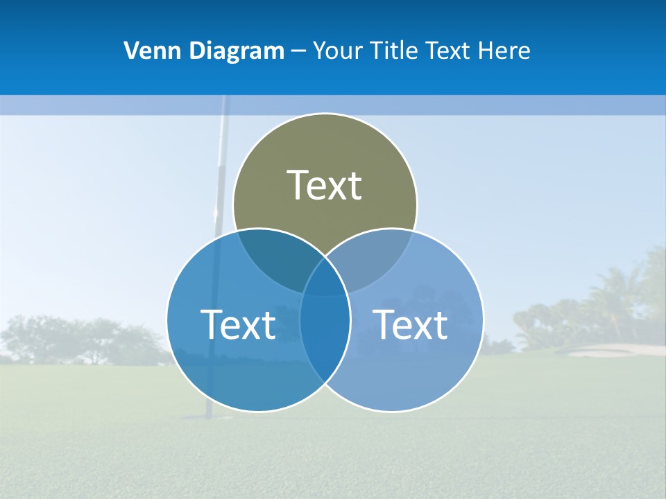 Golf Ball On Green At Ground Level Extreme Wide Angle (Focus On Ball) PowerPoint Template