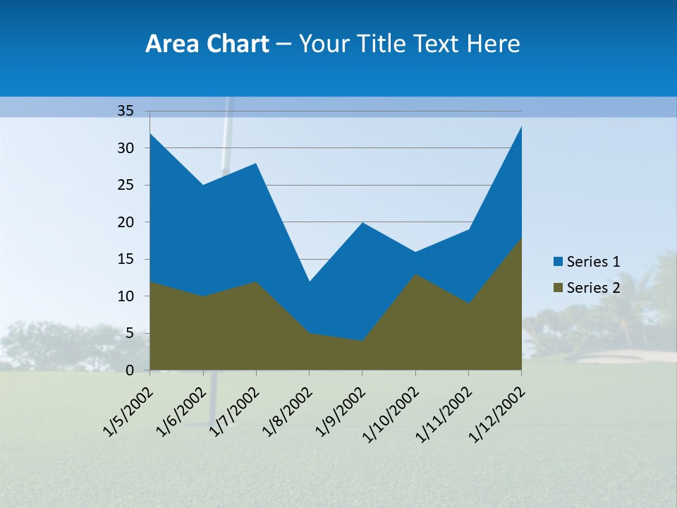 Golf Ball On Green At Ground Level Extreme Wide Angle (Focus On Ball) PowerPoint Template