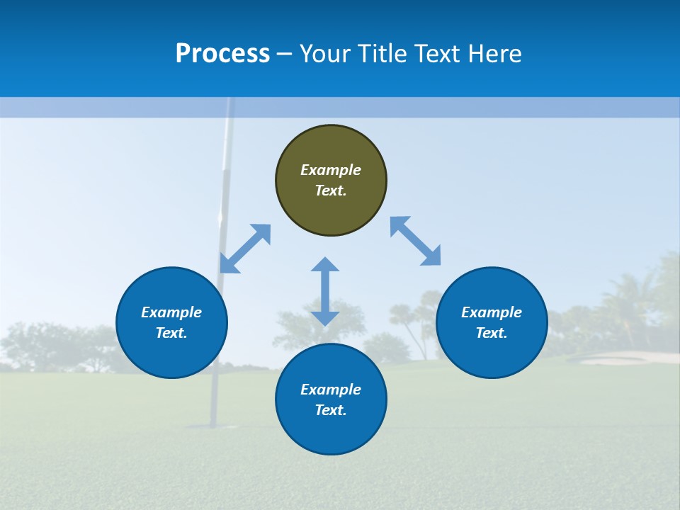 Golf Ball On Green At Ground Level Extreme Wide Angle (Focus On Ball) PowerPoint Template