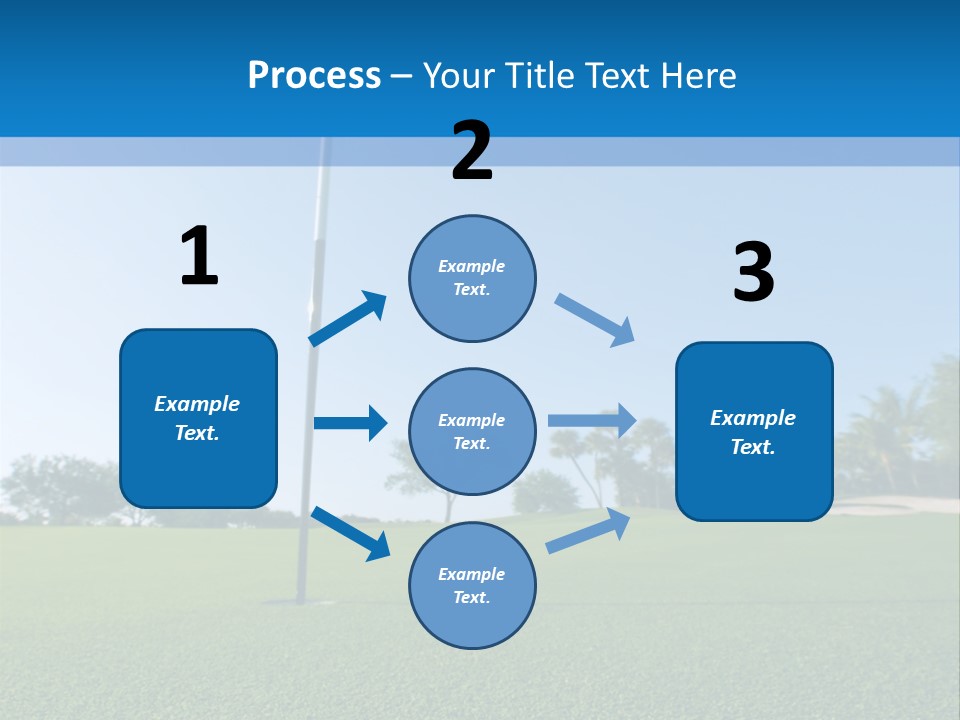 Golf Ball On Green At Ground Level Extreme Wide Angle (Focus On Ball) PowerPoint Template