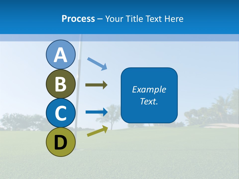 Golf Ball On Green At Ground Level Extreme Wide Angle (Focus On Ball) PowerPoint Template