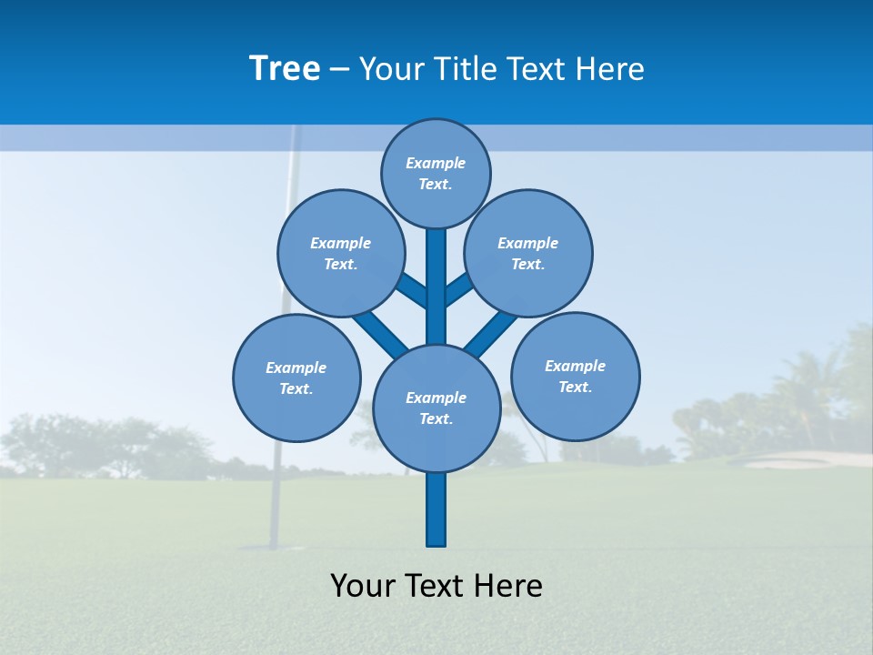 Golf Ball On Green At Ground Level Extreme Wide Angle (Focus On Ball) PowerPoint Template