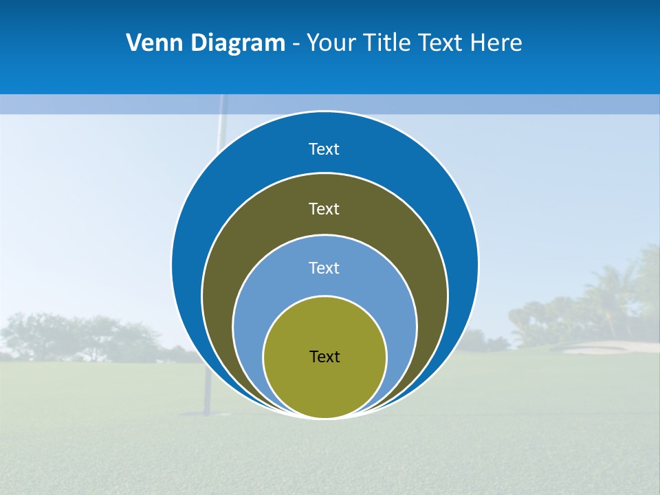 Golf Ball On Green At Ground Level Extreme Wide Angle (Focus On Ball) PowerPoint Template