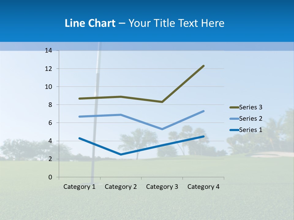 Golf Ball On Green At Ground Level Extreme Wide Angle (Focus On Ball) PowerPoint Template