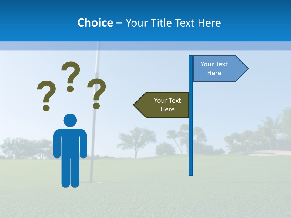 Golf Ball On Green At Ground Level Extreme Wide Angle (Focus On Ball) PowerPoint Template