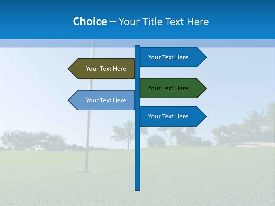 Golf Ball On Green At Ground Level Extreme Wide Angle (Focus On Ball) PowerPoint Template