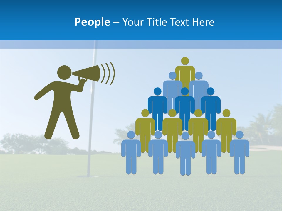 Golf Ball On Green At Ground Level Extreme Wide Angle (Focus On Ball) PowerPoint Template