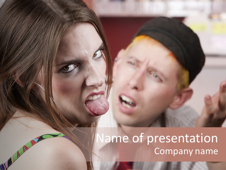 Young Woman Making Rude Gesture On A Bad Date PowerPoint Template