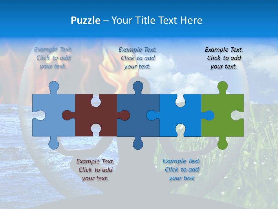 Female Yoga Figure In A Transparent Sphere, Composed Of Four Natural Elements (Water, Fire, Earth, Air) As A Concept For Controlling Emotions And Power Over Nature. PowerPoint Template