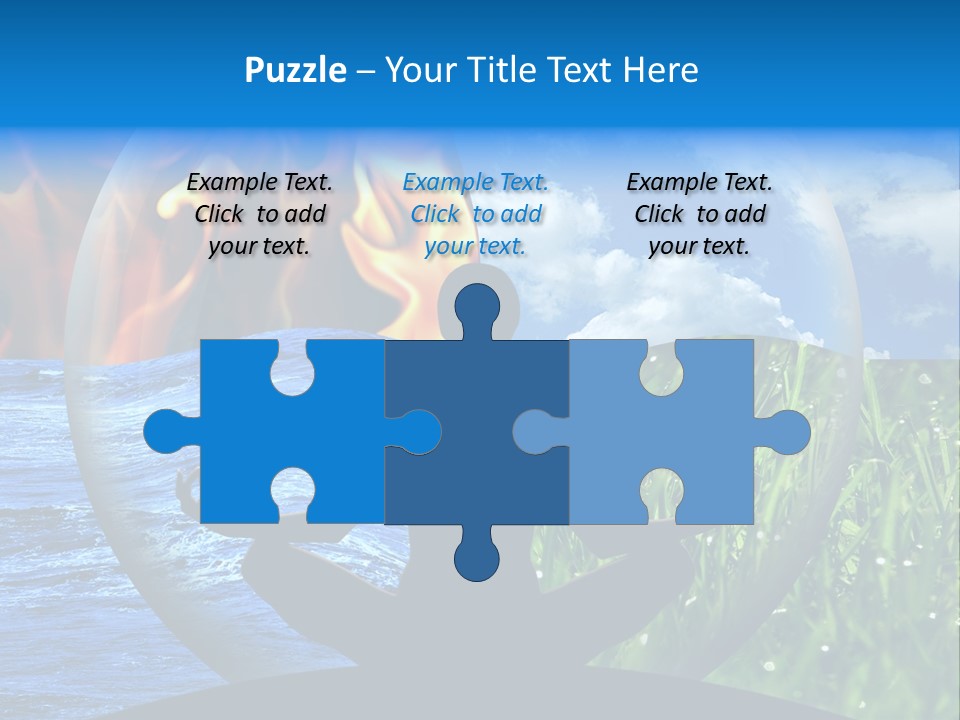 Female Yoga Figure In A Transparent Sphere, Composed Of Four Natural Elements (Water, Fire, Earth, Air) As A Concept For Controlling Emotions And Power Over Nature. PowerPoint Template