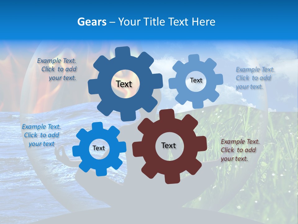 Female Yoga Figure In A Transparent Sphere, Composed Of Four Natural Elements (Water, Fire, Earth, Air) As A Concept For Controlling Emotions And Power Over Nature. PowerPoint Template