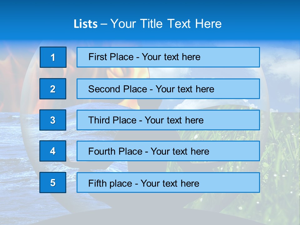 Female Yoga Figure In A Transparent Sphere, Composed Of Four Natural Elements (Water, Fire, Earth, Air) As A Concept For Controlling Emotions And Power Over Nature. PowerPoint Template