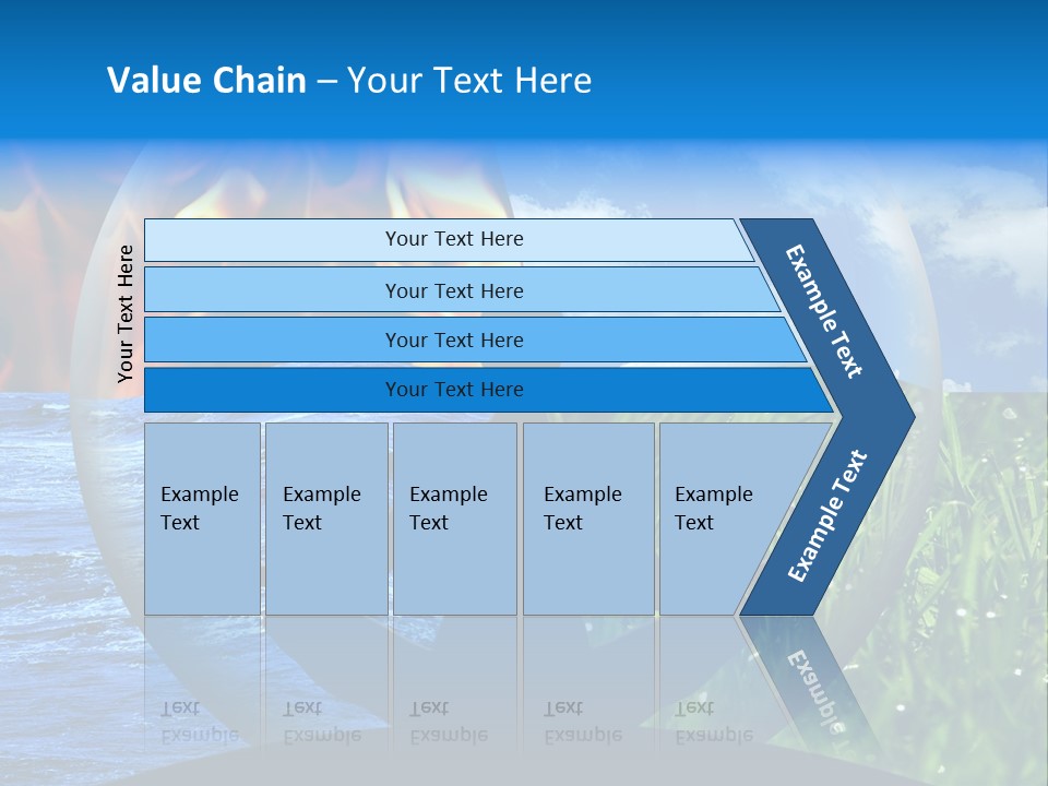 Female Yoga Figure In A Transparent Sphere, Composed Of Four Natural Elements (Water, Fire, Earth, Air) As A Concept For Controlling Emotions And Power Over Nature. PowerPoint Template