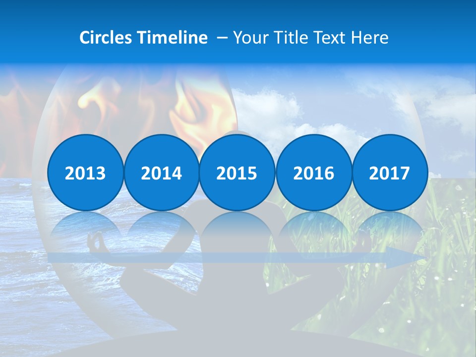 Female Yoga Figure In A Transparent Sphere, Composed Of Four Natural Elements (Water, Fire, Earth, Air) As A Concept For Controlling Emotions And Power Over Nature. PowerPoint Template