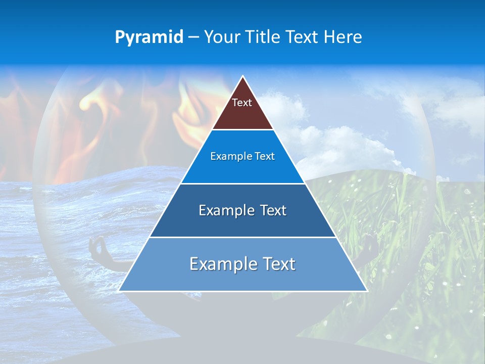 Female Yoga Figure In A Transparent Sphere, Composed Of Four Natural Elements (Water, Fire, Earth, Air) As A Concept For Controlling Emotions And Power Over Nature. PowerPoint Template