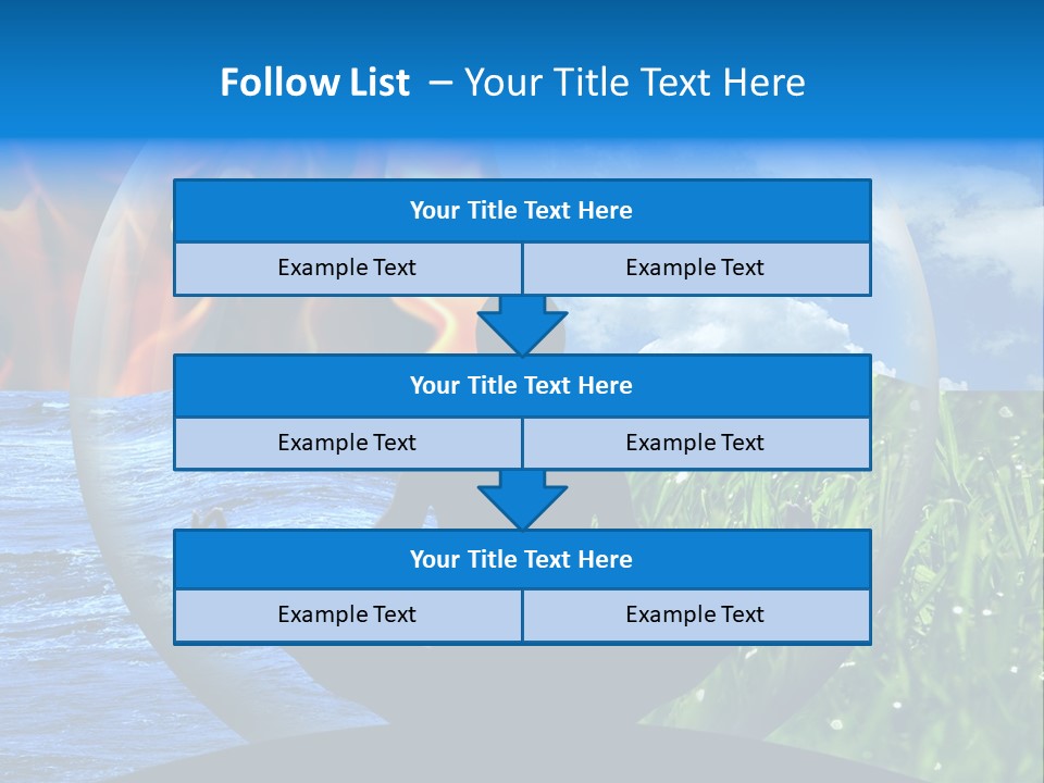 Female Yoga Figure In A Transparent Sphere, Composed Of Four Natural Elements (Water, Fire, Earth, Air) As A Concept For Controlling Emotions And Power Over Nature. PowerPoint Template