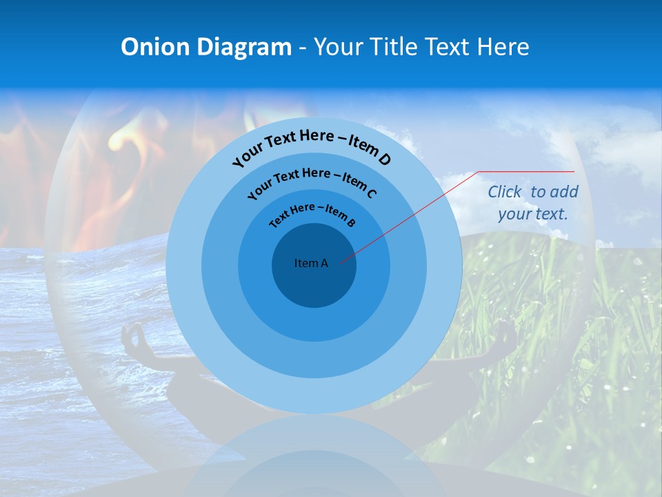 Female Yoga Figure In A Transparent Sphere, Composed Of Four Natural Elements (Water, Fire, Earth, Air) As A Concept For Controlling Emotions And Power Over Nature. PowerPoint Template