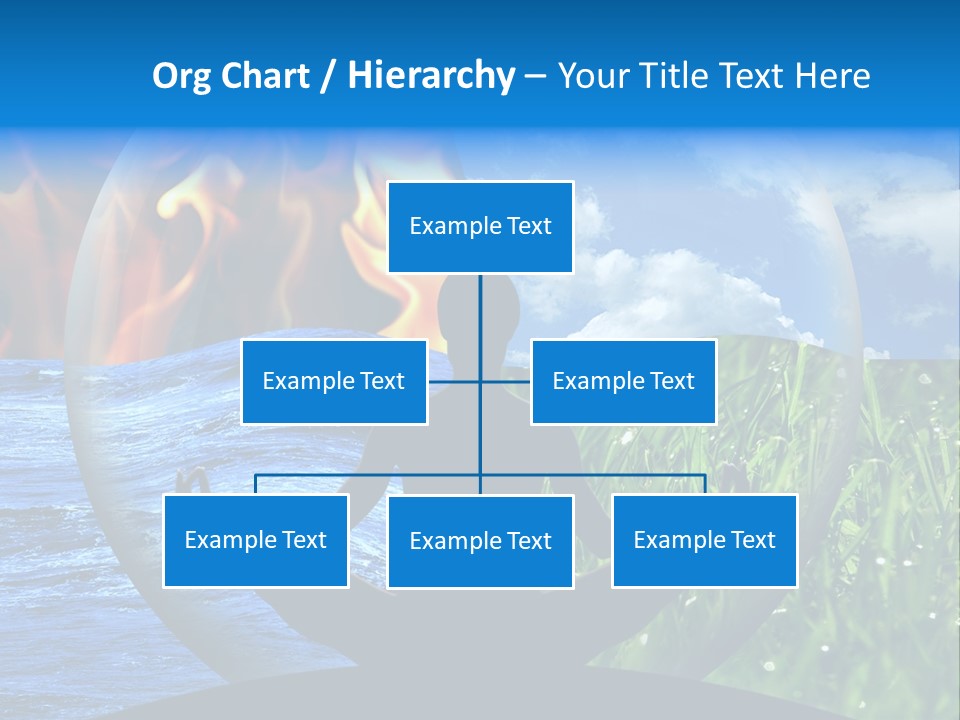 Female Yoga Figure In A Transparent Sphere, Composed Of Four Natural Elements (Water, Fire, Earth, Air) As A Concept For Controlling Emotions And Power Over Nature. PowerPoint Template