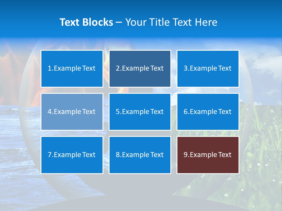 Female Yoga Figure In A Transparent Sphere, Composed Of Four Natural Elements (Water, Fire, Earth, Air) As A Concept For Controlling Emotions And Power Over Nature. PowerPoint Template