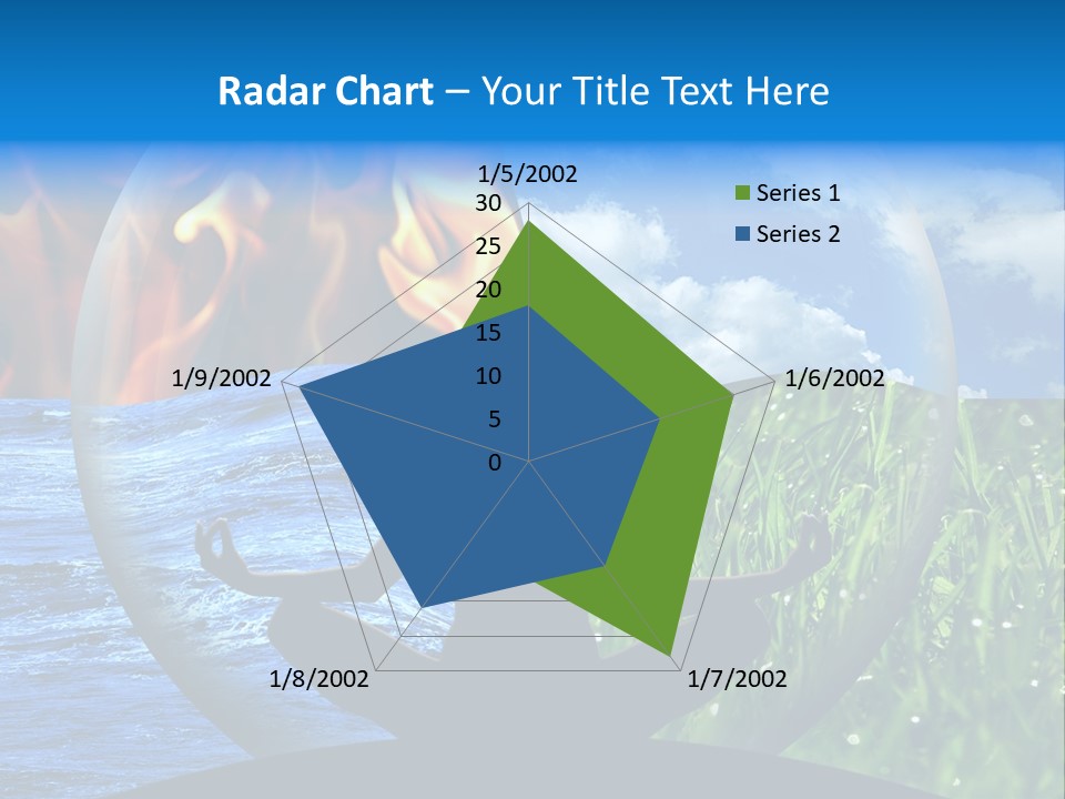 Female Yoga Figure In A Transparent Sphere, Composed Of Four Natural Elements (Water, Fire, Earth, Air) As A Concept For Controlling Emotions And Power Over Nature. PowerPoint Template