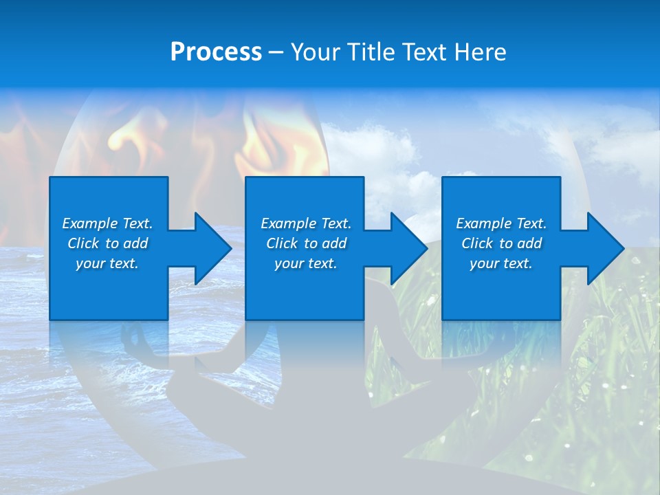 Female Yoga Figure In A Transparent Sphere, Composed Of Four Natural Elements (Water, Fire, Earth, Air) As A Concept For Controlling Emotions And Power Over Nature. PowerPoint Template