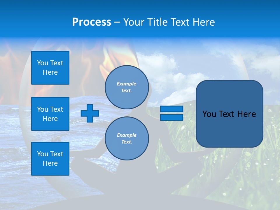Female Yoga Figure In A Transparent Sphere, Composed Of Four Natural Elements (Water, Fire, Earth, Air) As A Concept For Controlling Emotions And Power Over Nature. PowerPoint Template