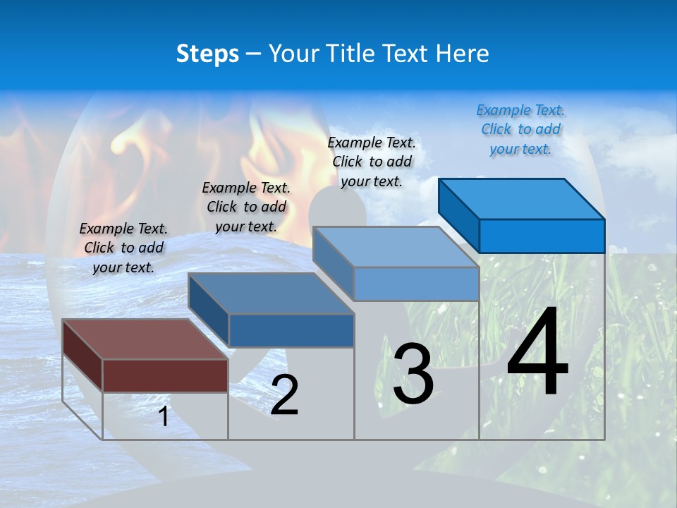 Female Yoga Figure In A Transparent Sphere, Composed Of Four Natural Elements (Water, Fire, Earth, Air) As A Concept For Controlling Emotions And Power Over Nature. PowerPoint Template