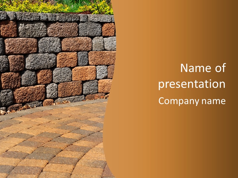 Retaining Wall And Patio, Copy Sapce, Vertical PowerPoint Template