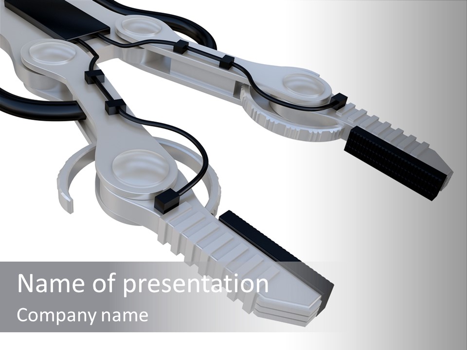 A Robotic Arm, Over White, Isolated PowerPoint Template