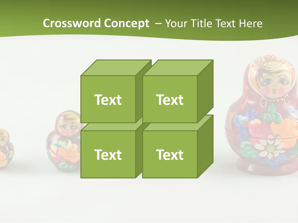 Group Of Russian Nested Babushka Dolls On White PowerPoint Template