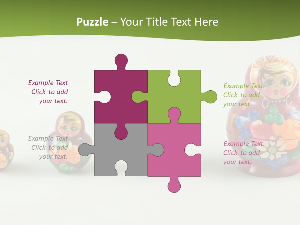 Group Of Russian Nested Babushka Dolls On White PowerPoint Template