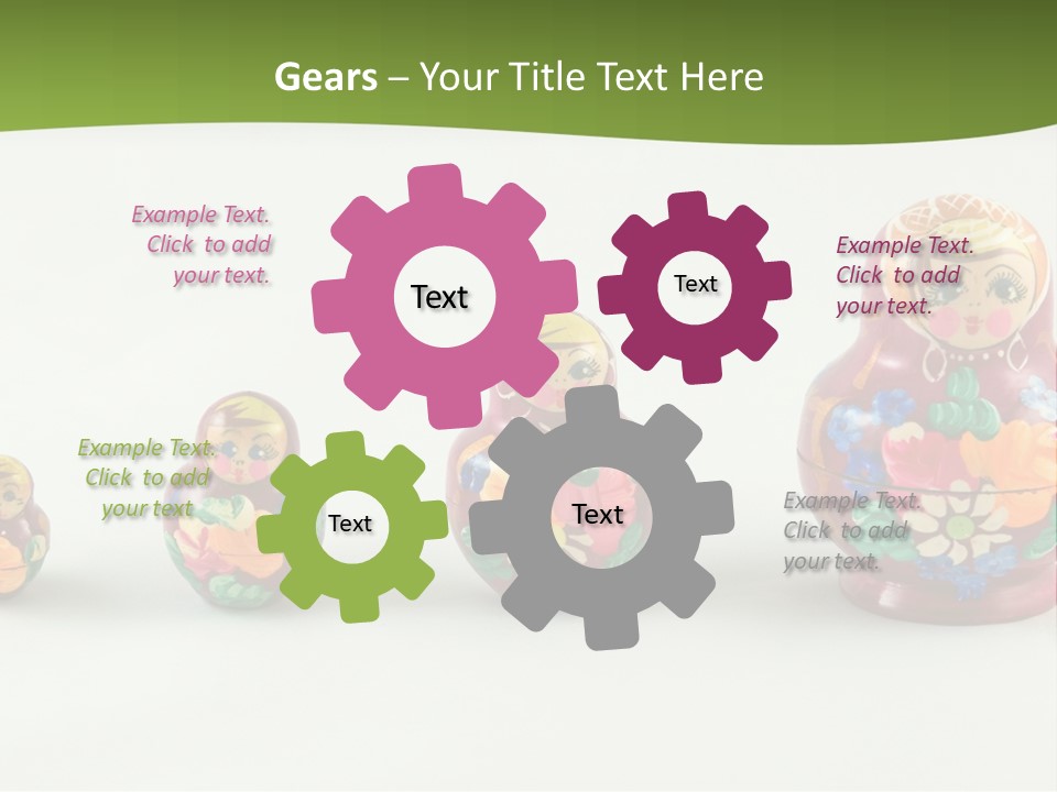 Group Of Russian Nested Babushka Dolls On White PowerPoint Template