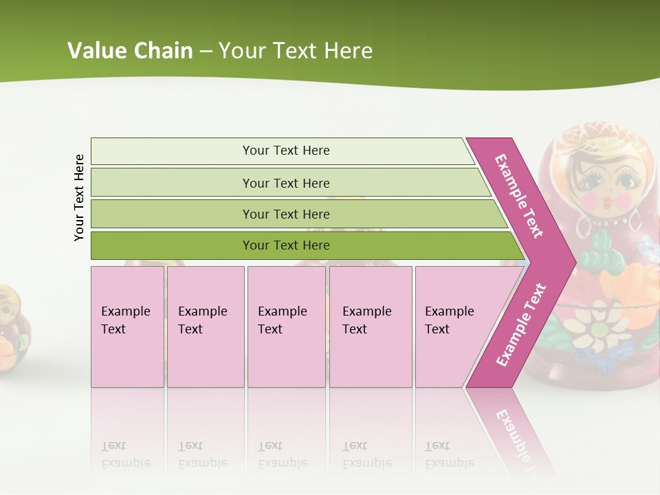 Group Of Russian Nested Babushka Dolls On White PowerPoint Template